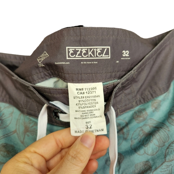 Ezekiel Board Shorts - Aqua Blue and Grey - Picture 3 of 4